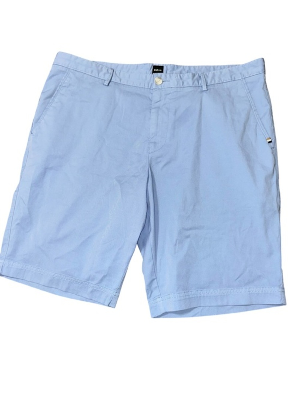 BOSS Men's Size 36 Light Sky Blue Flat Front Cotton Slice Slim Fit Shorts